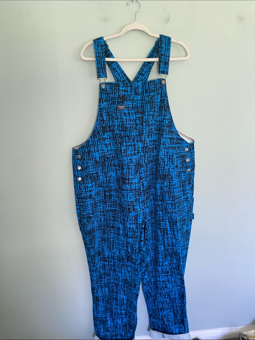 Wildfang Unisex Blue and Black Graphic Print Overalls Size 2X
